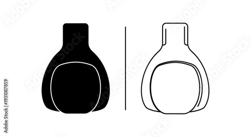 Simple black and white vase outline designs side by side Vector