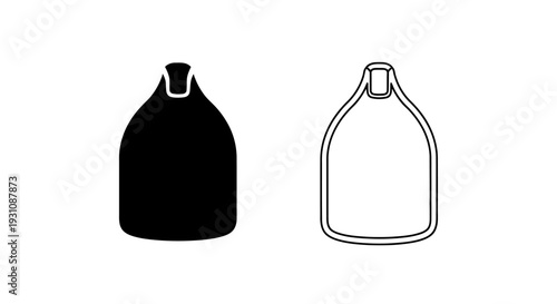 Black and white bottle shape icon with outline variant Vector