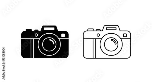 Camera icons in black and white for photography website Vector