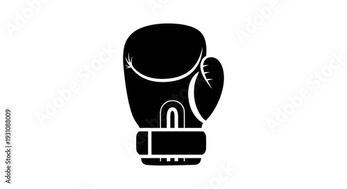 Black Boxing Glove Icon on White Background