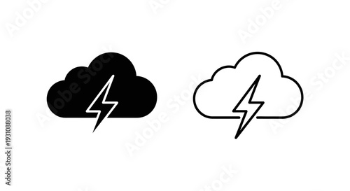 Weather forecast icons with lightning and clouds symbols Vector