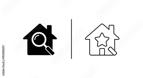 Real estate icons for searching and favoriting properties online Vector