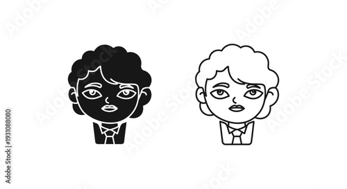 Two cartoon characters with contrasting black and white features compared Vector