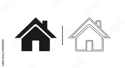 House icon comparison black and white line drawing Vector