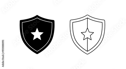Shield icons with star symbol for protection and security services Vector