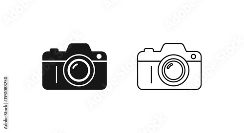 Camera icons in black and white for photography website Vector
