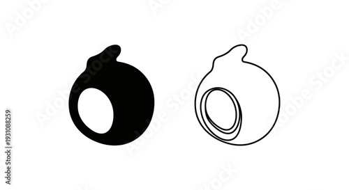Black and white illustration of two identical rounded objects side Vector