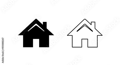 Simple house icons in black and white color scheme design Vector