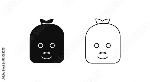Simple cartoon faces of two black and white characters smiling Vector