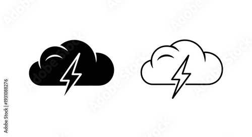 Weather icons with lightning bolt in cloud symbol Vector