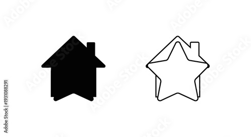 House icon with star rating symbol combination illustration design Vector
