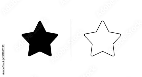 Black star and outline star symbol comparison illustration Vector