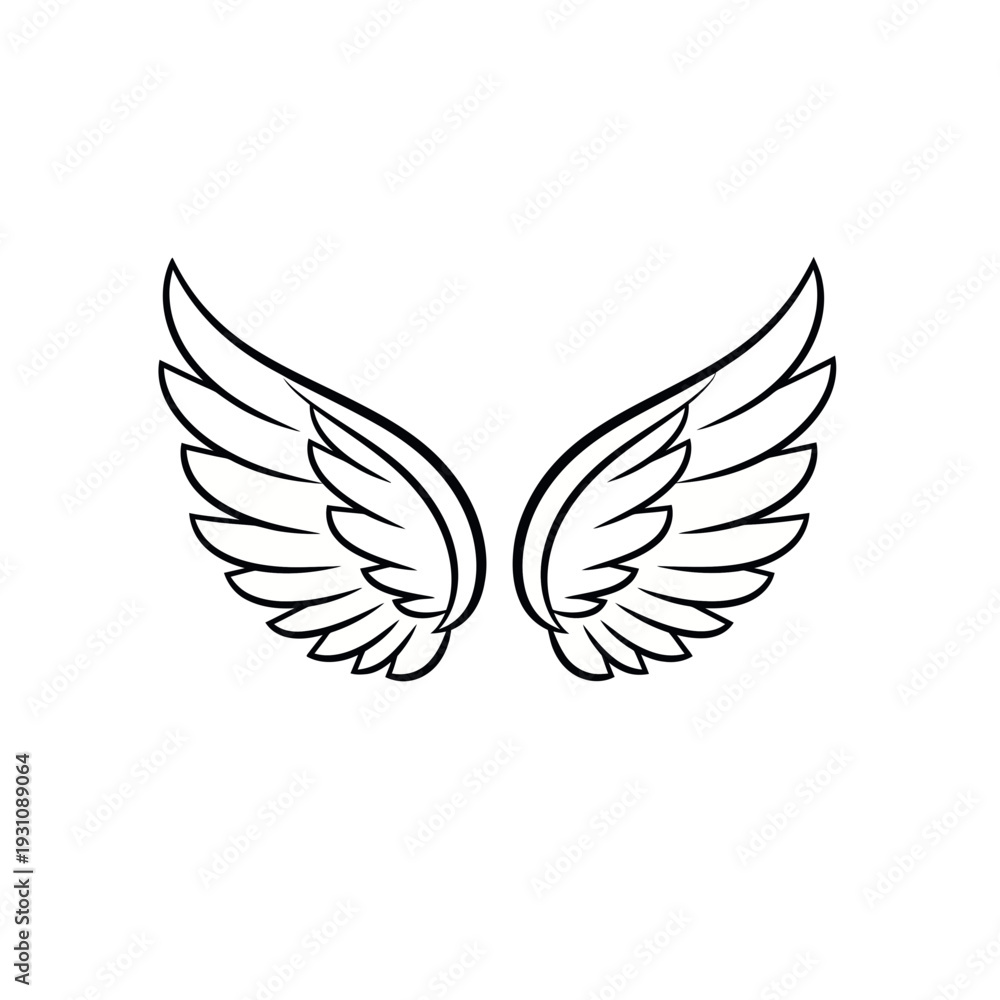 Fototapeta premium Simple Angel Wings Line Art Icon Vector Illustration