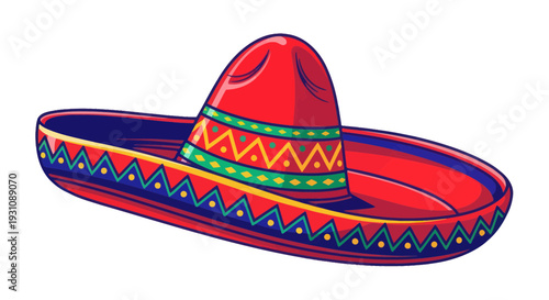Vibrant Mexican Sombrero Hat with Colorful Traditional Patterns
