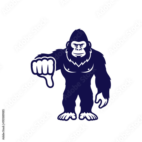 Gorilla Giving Thumbs Down Gesture, Disapproval Icon