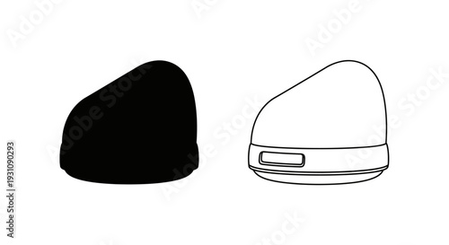Black and white illustration of two beanies side by side Vector