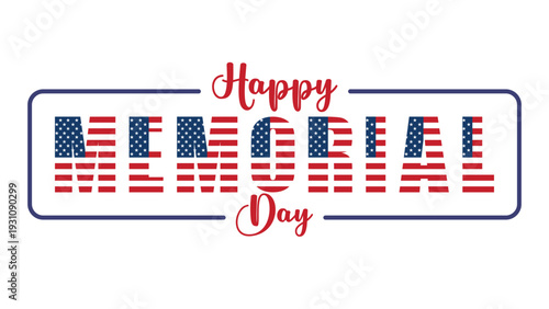 Happy Memorial Day Vector Typography with American Flag Elements