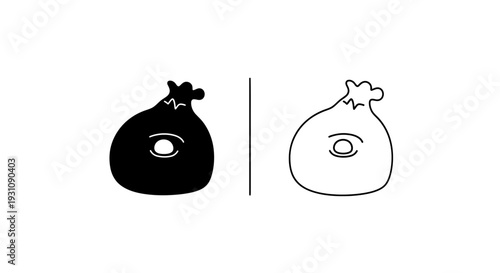 Black and white illustration of two identical bulbous objects compared Vector