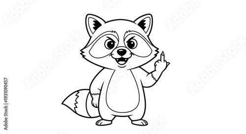 Funny Raccoon Cartoon Character Giving Middle Finger Gesture