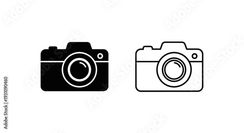 Camera icons in black and white for photography website Vector