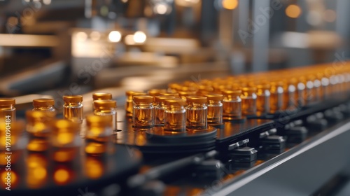 Concept illustration of health themed drug production line