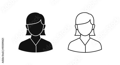 Black and white female icons in different shades contrast Vector
