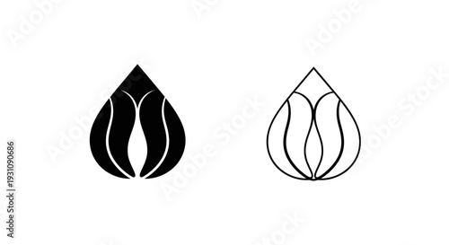 Minimalist teardrop logo designs with abstract floral elements combined Vector