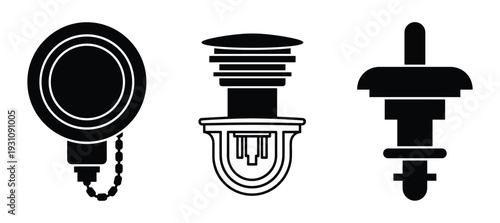 Plumbing Fixtures Black and White Silhouettes Vector Illustration Collection for Construction and Home Improvement