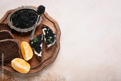 Board with delicious black ...