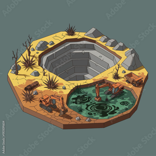Futuristic Stadium with Water Feature Illustration.