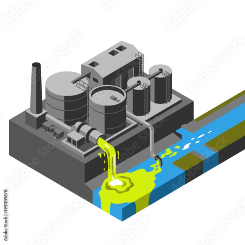 Industrial Pollution Oil Spill Factory Wastewater.
