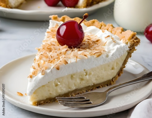 Wallpaper Mural slice of no-bake piña colada pie on a plate Torontodigital.ca