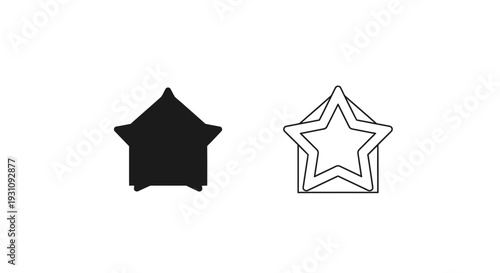 Black and white star shapes side by side comparison Vector