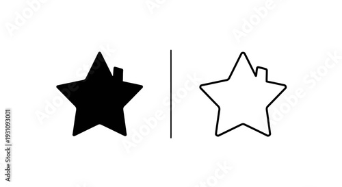 Black and white star shapes with different line styles Vector