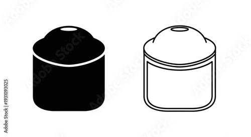 Black and white illustration of two small containers side by side Vector