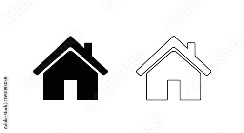 Simple house icons in black and white for design needs Vector
