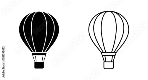 Hot air balloons in black and white illustrations Vector
