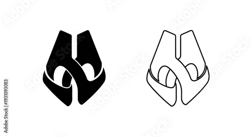 Black and white abstract shapes in symmetric composition Vector