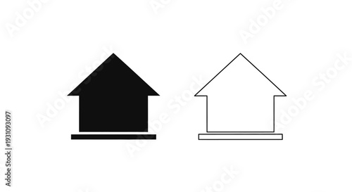 Simple house icons in black and white color scheme Vector