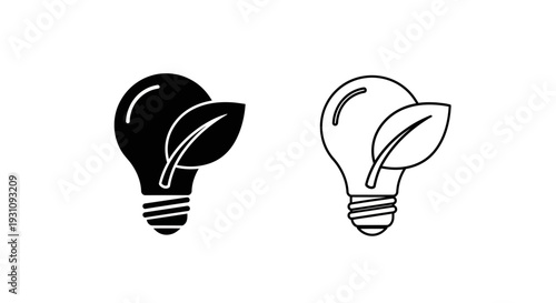 Eco friendly light bulb with leaf for green energy concept Vector