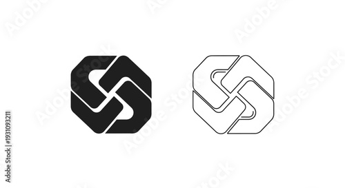 Geometric logo design with interconnected lines and shapes Vector