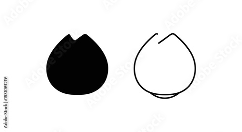 Simple black and white tulip bulb illustrations side by side Vector