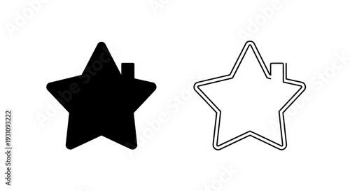Black star and outline star shapes for crafting and design Vector