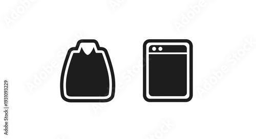 Simple black icons of bag and smartphone on white Vector