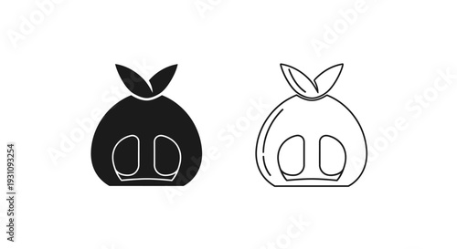 Simple line drawing of two identical cartoon fruit shapes Vector