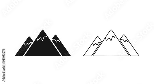 Mountain range silhouette and outline illustration for design Vector