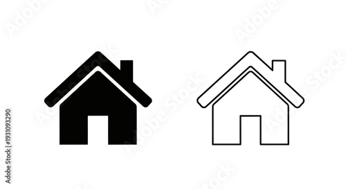 Simple house icons in black and white line styles Vector
