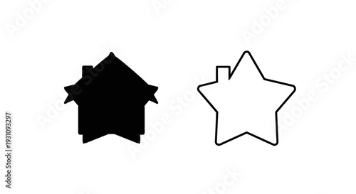 Black and white star shapes side by side comparison Vector