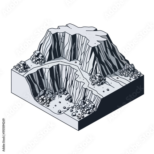 Geological Formation Diagram with Erosion Details.