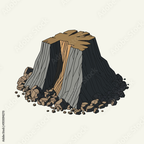 Illustration of a Volcanic Rock Formation.